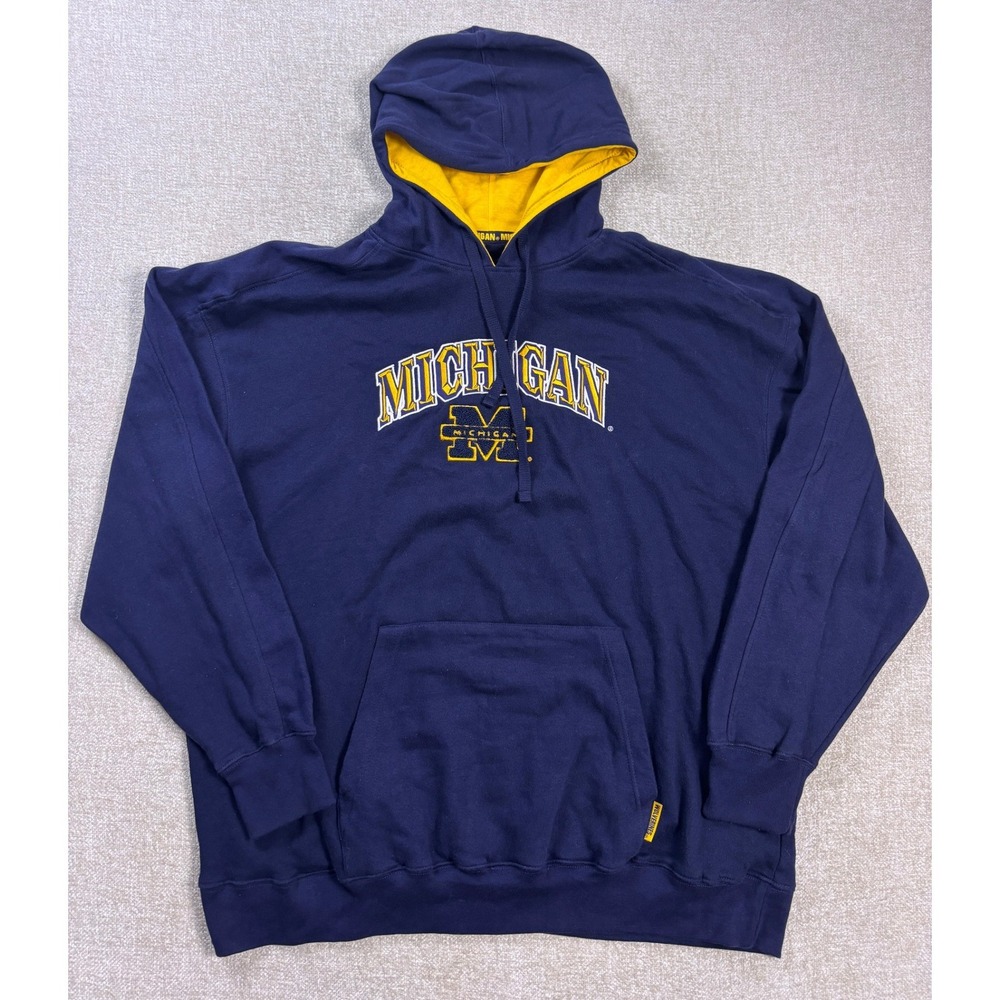 Cadre Michigan Wolverines Hoodie Mens XXL Navy Blue Yellow Embroidered Pullover
